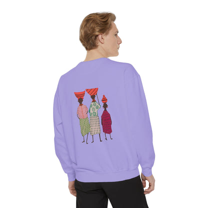 Cultural Women's Sweatshirt - Garment-Dyed Design with Sisterhood Theme