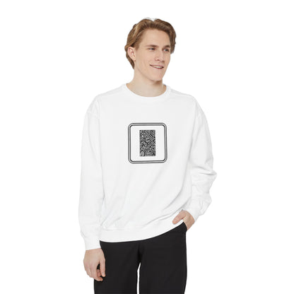 Pulse - Unisex Garment-Dyed Sweatshirt with QR Code Design, Cozy Casual Wear for Tech Enthusiasts