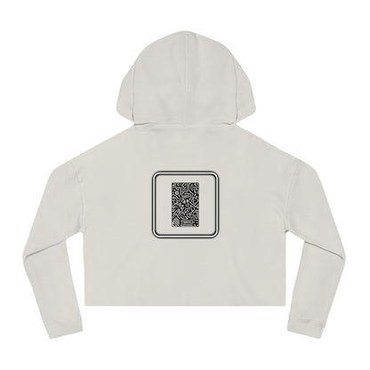 Pulse - Trendy Cropped Hooded Sweatshirt with QR Code Design, Stylish Casual Wear, Perfect for Fall Outfits, Gifts for Her, Unique Street Wear