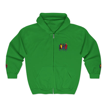 Ngwetsi Men Zip Hoodie — Nativity Christmas Chest & Sleeve Embroidered Design