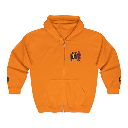 Ngwetsi Men Zip Hoodie — Nativity Christmas Chest & Sleeve Embroidered Design