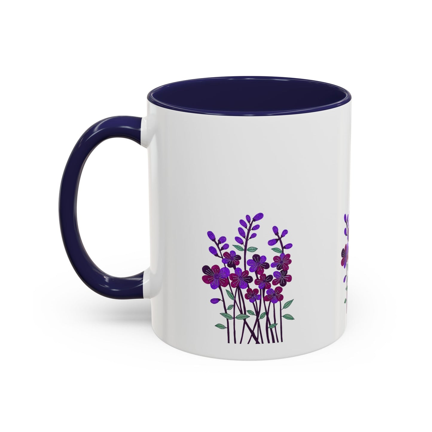 Floral Accent Coffee Mug - Elegant Botanical Design for Home & Office