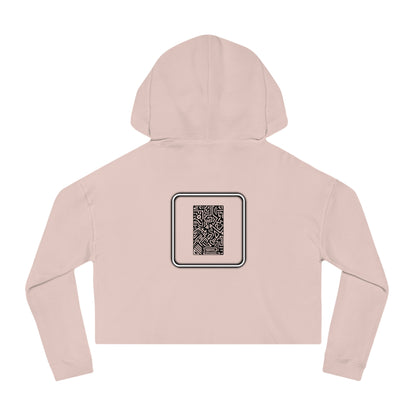 Pulse - Trendy Cropped Hooded Sweatshirt with QR Code Design, Stylish Casual Wear, Perfect for Fall Outfits, Gifts for Her, Unique Street Wear