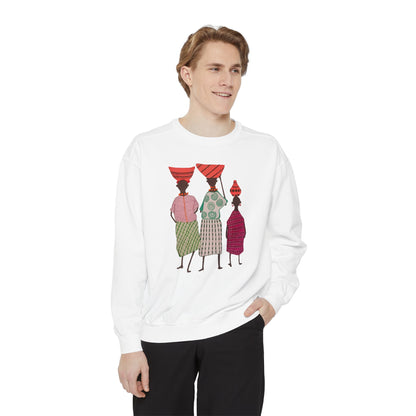 Cultural Women's Sweatshirt - Garment-Dyed Design with Sisterhood Theme