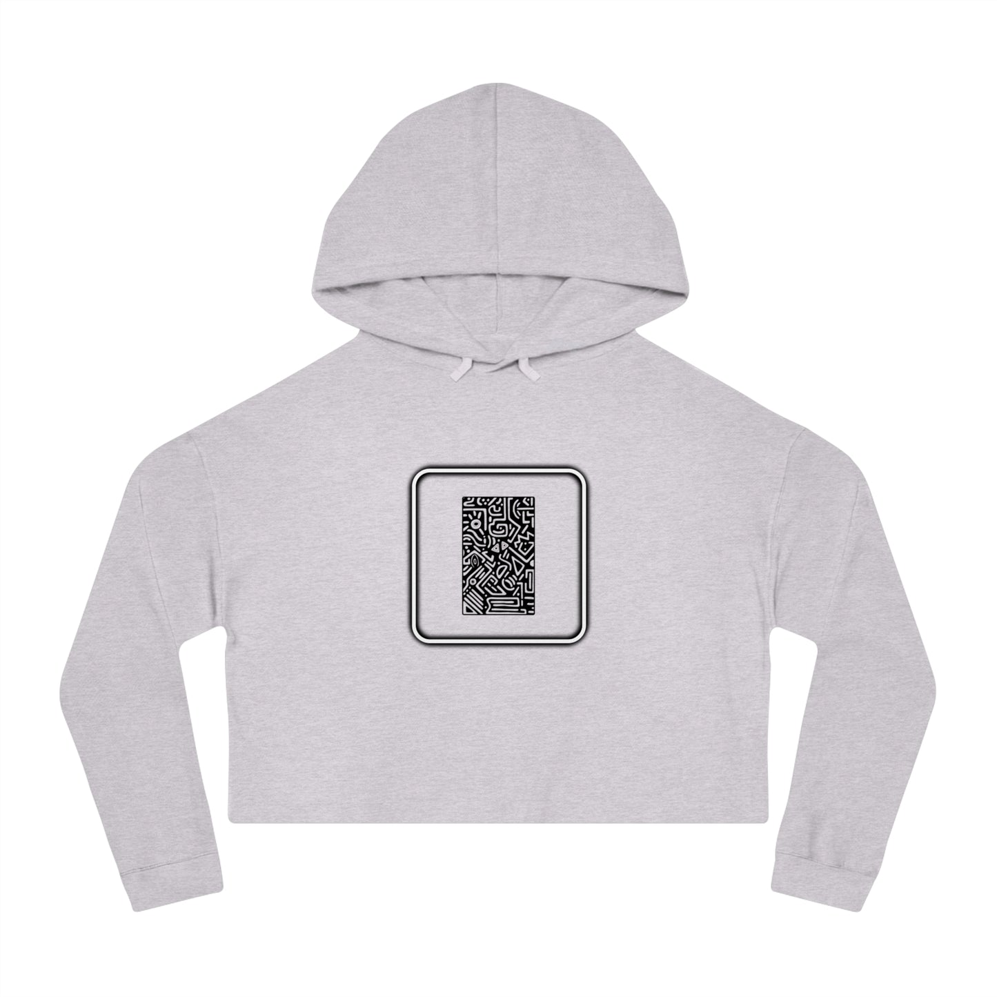 Pulse - Trendy Cropped Hooded Sweatshirt with QR Code Design, Stylish Casual Wear, Perfect for Fall Outfits, Gifts for Her, Unique Street Wear
