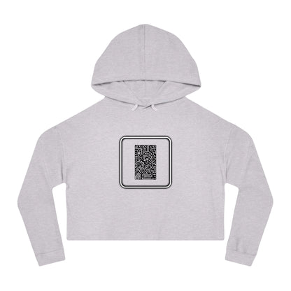 Pulse - Trendy Cropped Hooded Sweatshirt with QR Code Design, Stylish Casual Wear, Perfect for Fall Outfits, Gifts for Her, Unique Street Wear