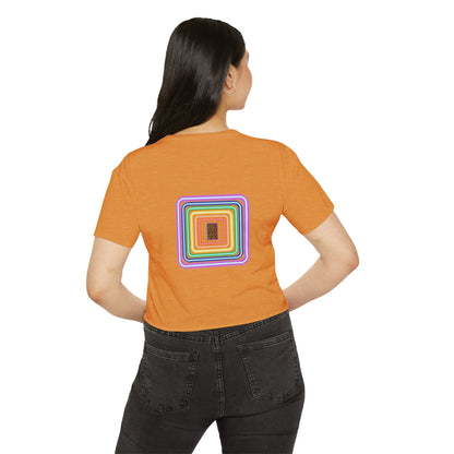Pulse - Women's Festival Crop Top with Colorful Stripes, Summer Fashion, Stylish Festival Outfit, Boho Crop Tee, Trendy Casual Wear