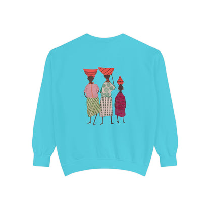 Cultural Women's Sweatshirt - Garment-Dyed Design with Sisterhood Theme