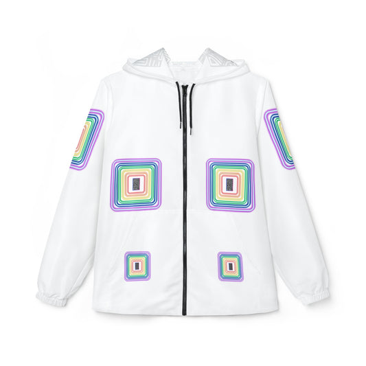 Pulse Windbreaker Jacket, Trendy Raincoat, Stylish Outerwear, AOP Jacket, Unique Gift for Him/Her