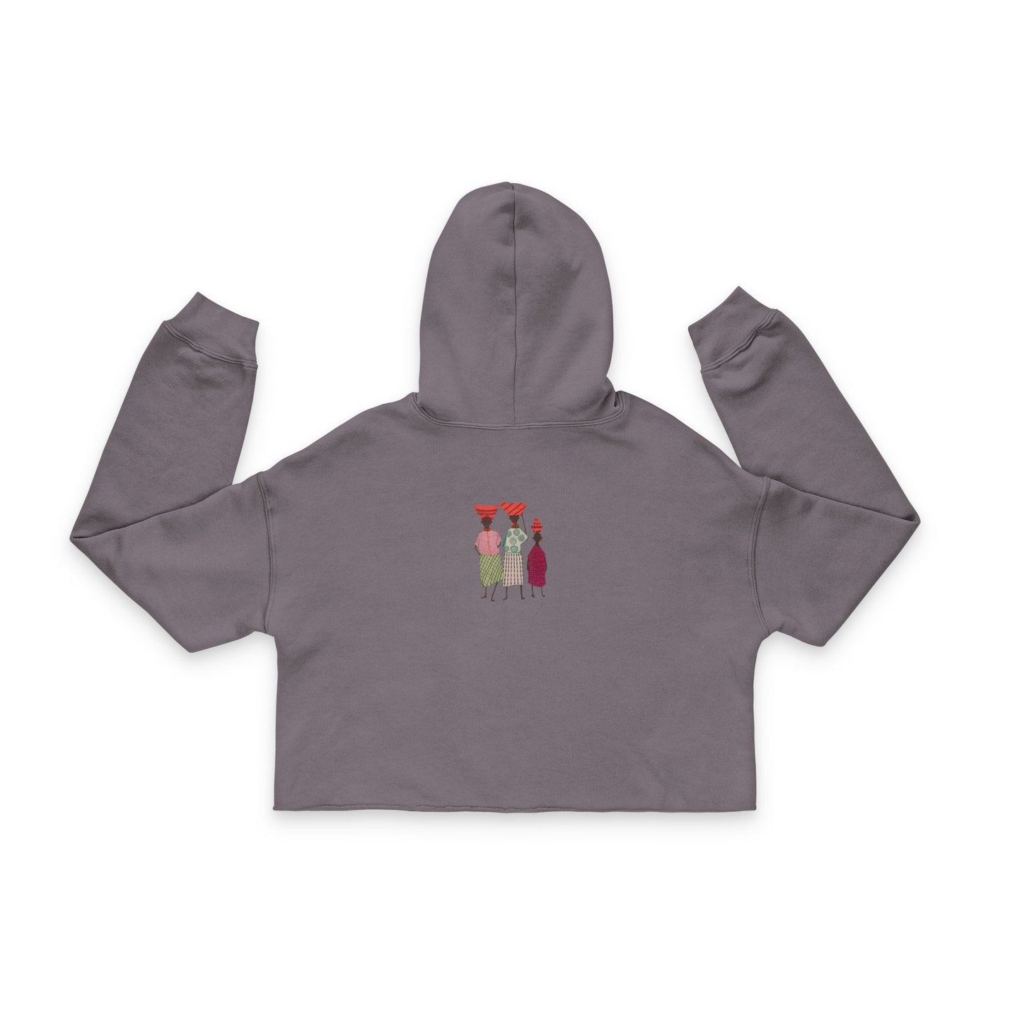 Dinkgwana - Women's Cropped Hoodie with Colorful Figure Design, Trendy Beachwear, Summer Outfit, Casual Streetwear, Gift for Her