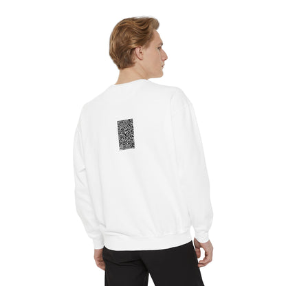 Pulse - Unisex Garment-Dyed Sweatshirt with QR Code Design, Cozy Casual Wear for Tech Enthusiasts