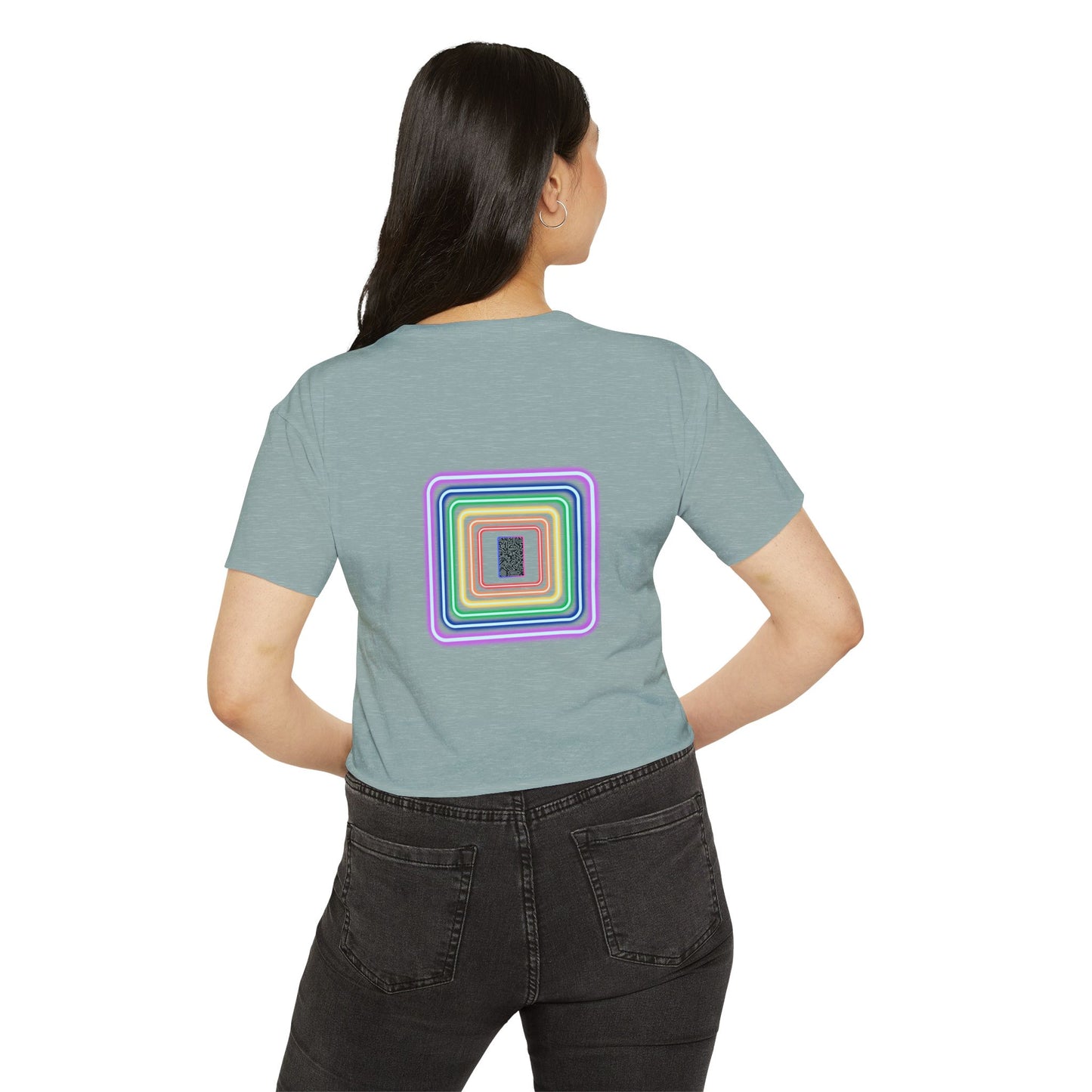 Pulse - Women's Festival Crop Top with Colorful Stripes, Summer Fashion, Stylish Festival Outfit, Boho Crop Tee, Trendy Casual Wear