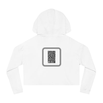 Pulse - Trendy Cropped Hooded Sweatshirt with QR Code Design, Stylish Casual Wear, Perfect for Fall Outfits, Gifts for Her, Unique Street Wear