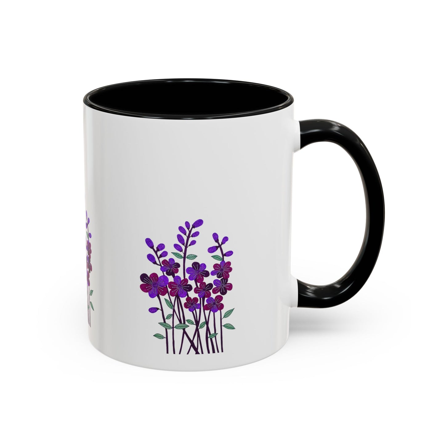 Floral Accent Coffee Mug - Elegant Botanical Design for Home & Office