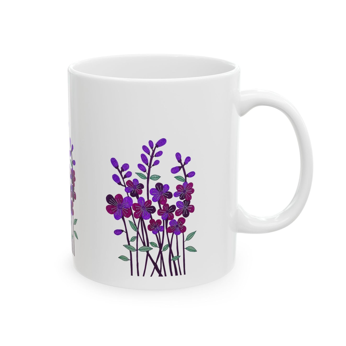 Floral Ceramic Mug – Beautiful Botanical Design for Home or Office
