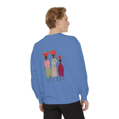 Cultural Women's Sweatshirt - Garment-Dyed Design with Sisterhood Theme
