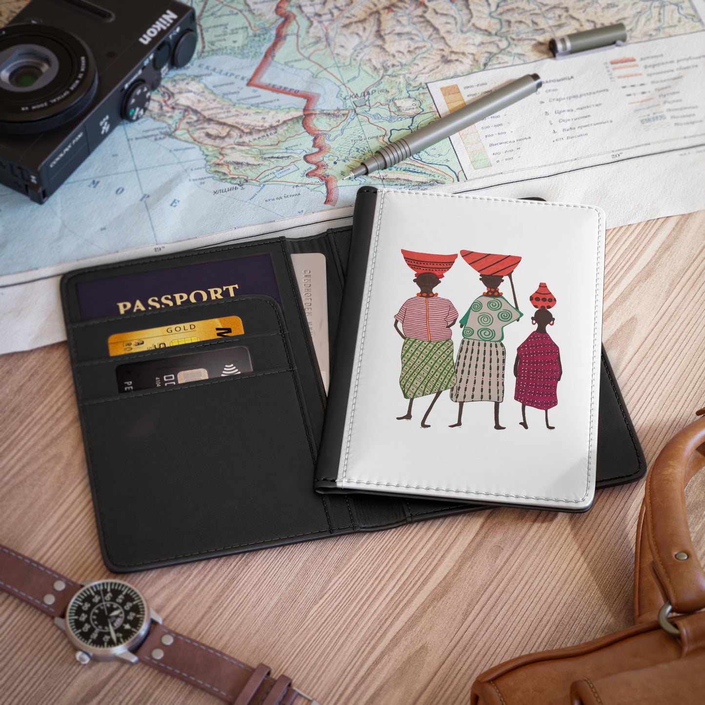Dinkgwana - Passport Cover, Travel Accessory, Gift for Travelers, Artistic Passport Holder, Women’s Travel Gift