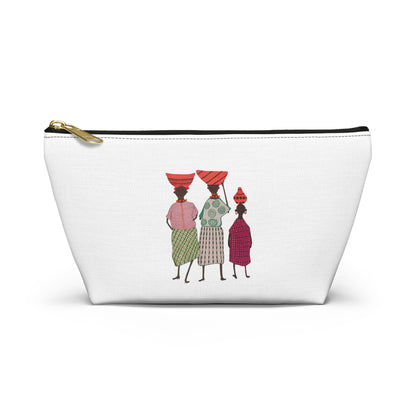 Dinkgwana - Accessory Pouch, Ethnic Print Cosmetic Bag, Travel Organizer, Gift for Her, Boho Style Pouch