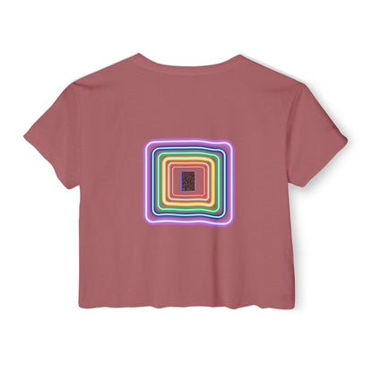 Pulse - Women's Festival Crop Top with Colorful Stripes, Summer Fashion, Stylish Festival Outfit, Boho Crop Tee, Trendy Casual Wear