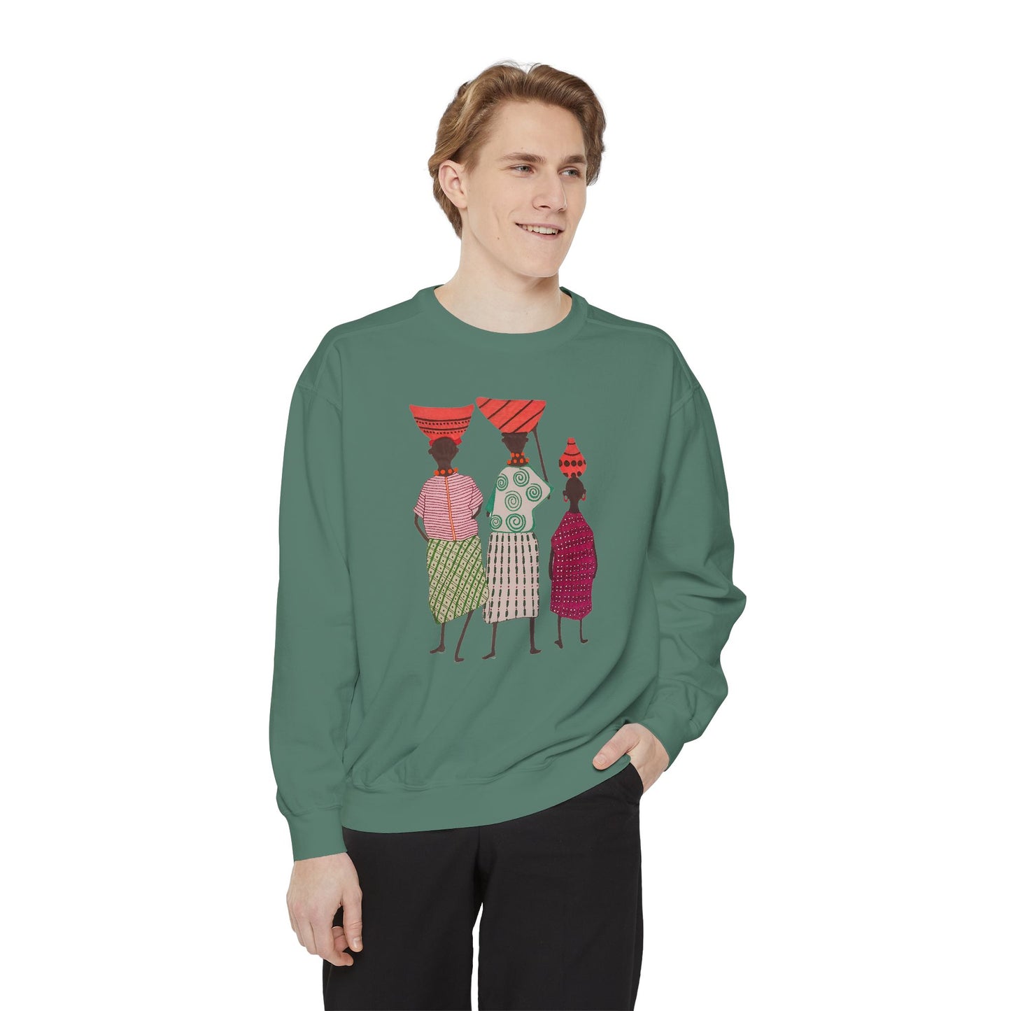 Cultural Women's Sweatshirt - Garment-Dyed Design with Sisterhood Theme