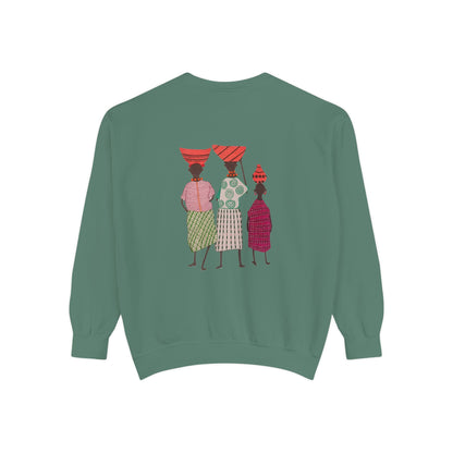 Cultural Women's Sweatshirt - Garment-Dyed Design with Sisterhood Theme