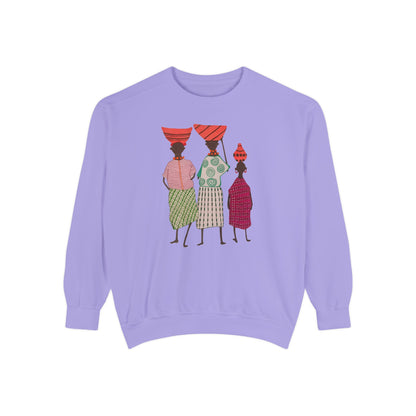 Cultural Women's Sweatshirt - Garment-Dyed Design with Sisterhood Theme