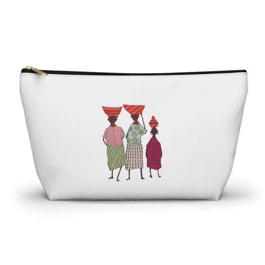 Dinkgwana - Accessory Pouch, Ethnic Print Cosmetic Bag, Travel Organizer, Gift for Her, Boho Style Pouch