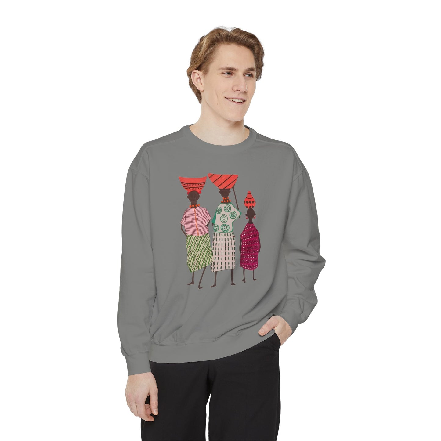 Cultural Women's Sweatshirt - Garment-Dyed Design with Sisterhood Theme