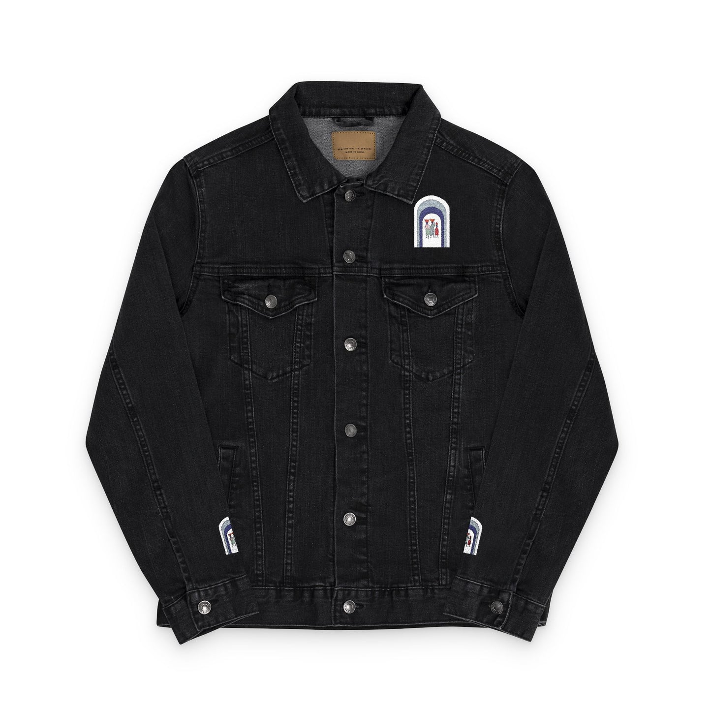 Dinkgwana Embroidered Unisex Denim Jacket, Stylish Outerwear, Casual Fashion, Unique Streetwear
