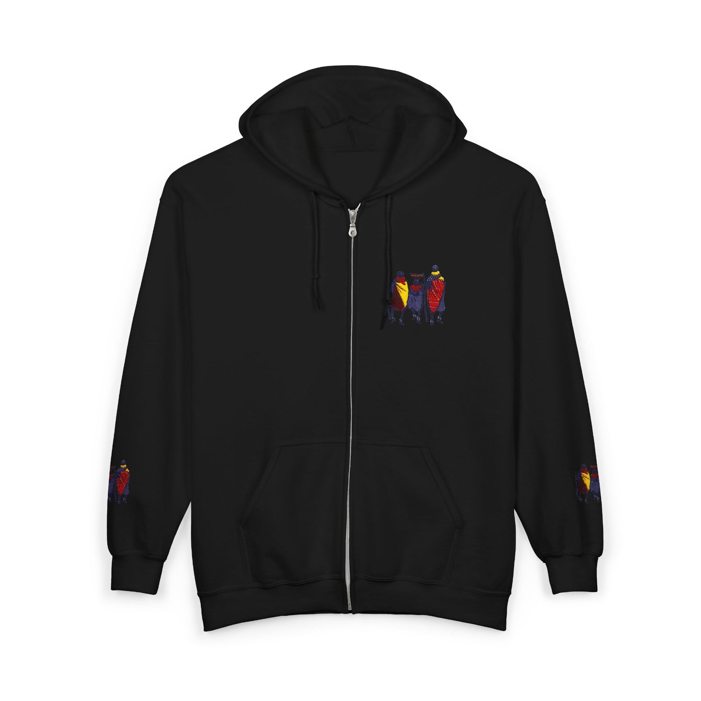 Ngwetsi Men Zip Hoodie — Nativity Christmas Chest & Sleeve Embroidered Design