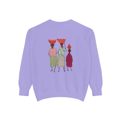 Cultural Women's Sweatshirt - Garment-Dyed Design with Sisterhood Theme