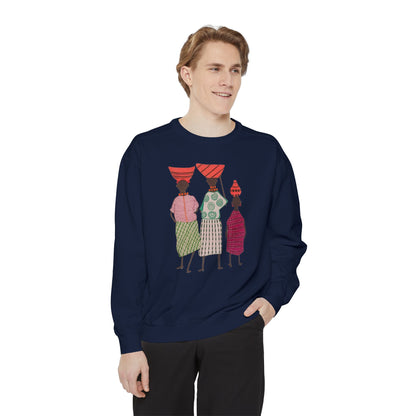 Cultural Women's Sweatshirt - Garment-Dyed Design with Sisterhood Theme
