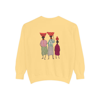 Cultural Women's Sweatshirt - Garment-Dyed Design with Sisterhood Theme