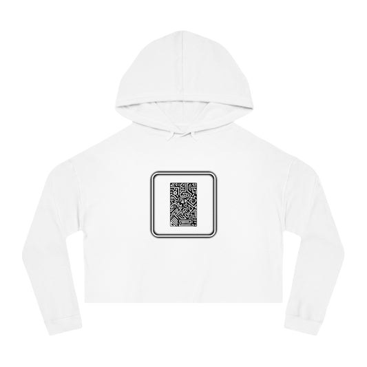 Pulse - Trendy Cropped Hooded Sweatshirt with QR Code Design, Stylish Casual Wear, Perfect for Fall Outfits, Gifts for Her, Unique Street Wear