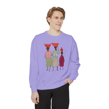 Cultural Women's Sweatshirt - Garment-Dyed Design with Sisterhood Theme