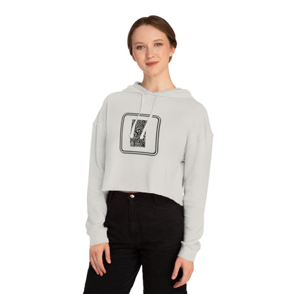 Pulse - Trendy Cropped Hooded Sweatshirt with QR Code Design, Stylish Casual Wear, Perfect for Fall Outfits, Gifts for Her, Unique Street Wear