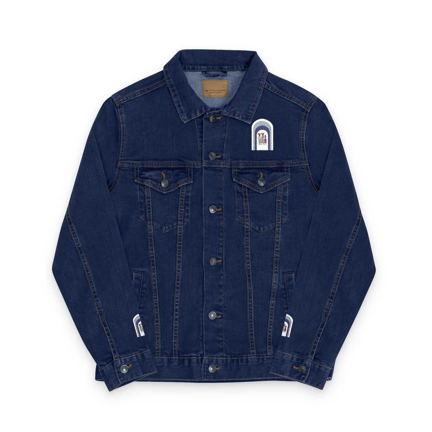 Dinkgwana Embroidered Unisex Denim Jacket, Stylish Outerwear, Casual Fashion, Unique Streetwear
